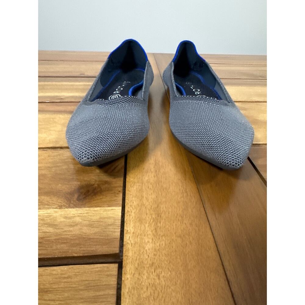 Rothy’s The Point Flats Women’s 10.5 Gray Blue Trim Washable Knit - Picture 2 of 8